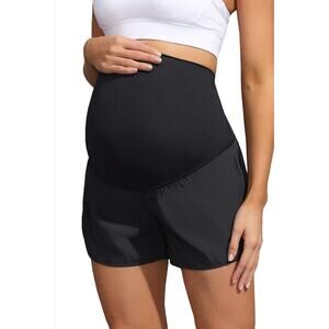 Maacie Black Athletic Maternity Yoga Shorts Lined Fast Drying Womens Size Large